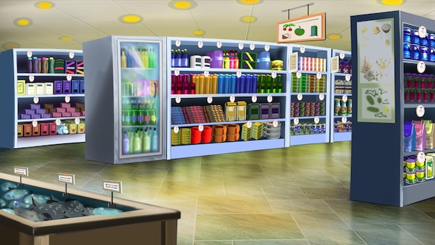 Illustrazione interna del supermercato