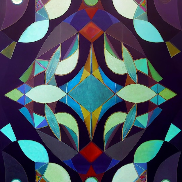 Illustrazione intricata delle mattonelle di mosaico in blues & greens