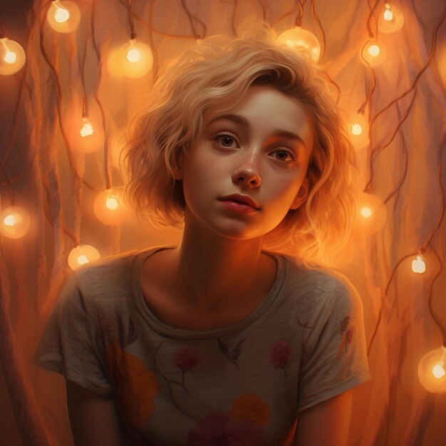 illustrazione iper realistica di una ragazza bellissima con capelli multicolori 4k immagine