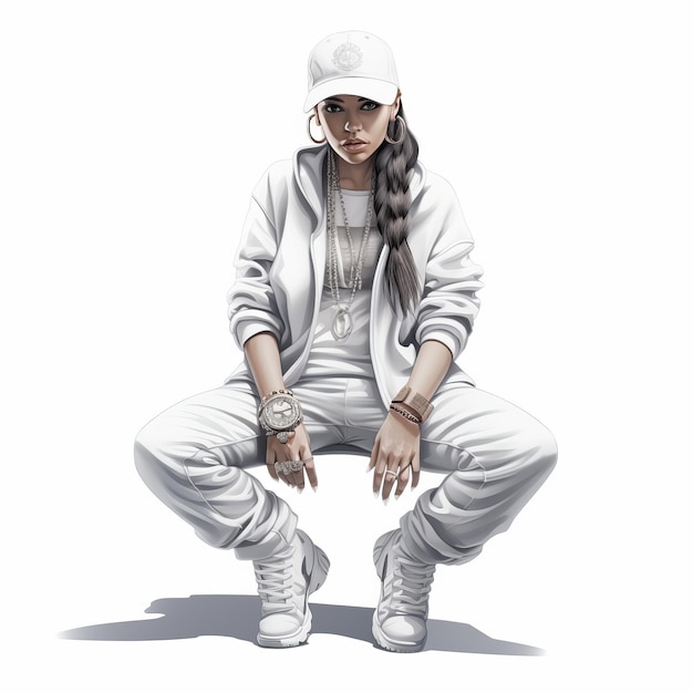 Illustrazione Iperrealista Di Una Ragazza In Stile Hiphop