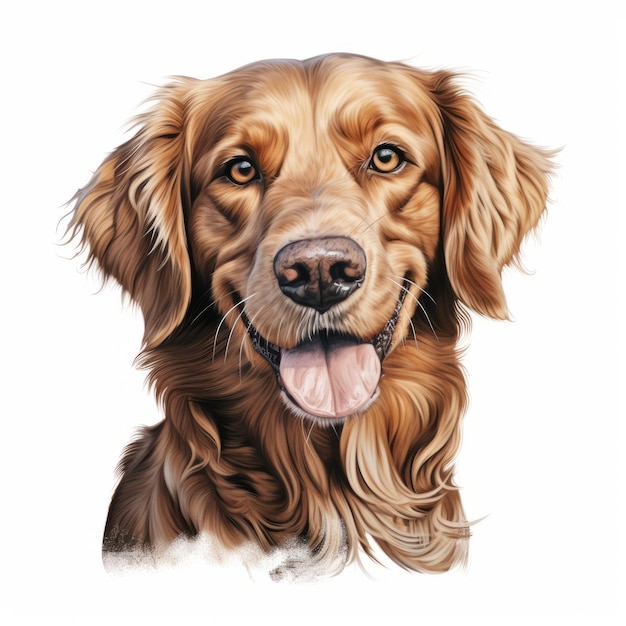 Illustrazione iperrealistica della testa di cane Golden Retriever per il Museo d'arte