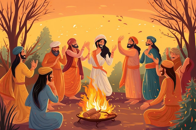 illustrazione isolata della danza lohri di alta qualità