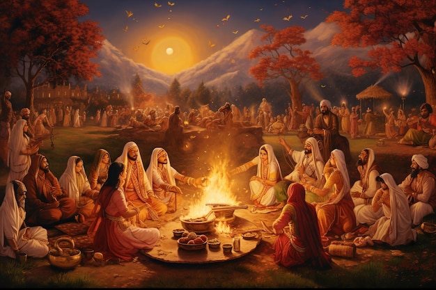 illustrazione isolata della danza lohri di alta qualità