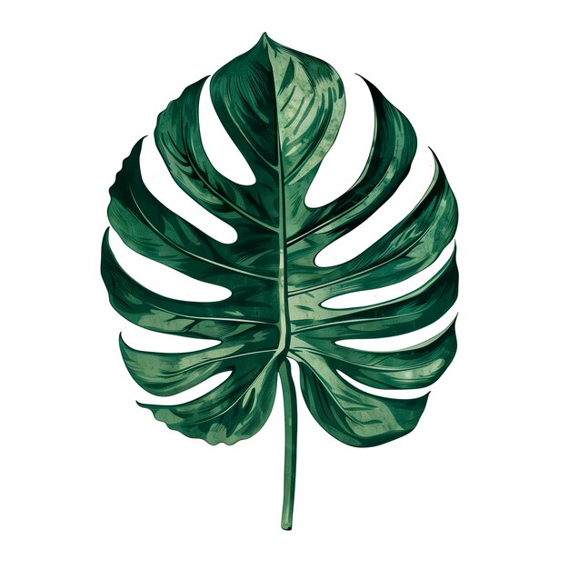 Illustrazione isolata di una foglia di monstera