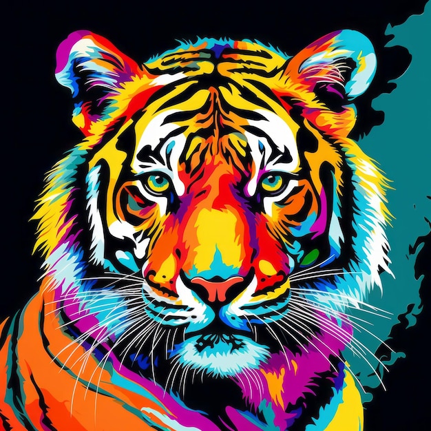 Illustrazione ispirata alla Pop Art vivace e colorata della tigre