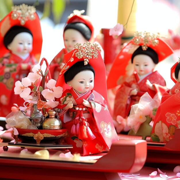 illustrazione Japan Dolls Festival in rosso