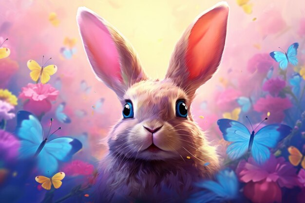 Illustrazione luminosa del coniglio di Pasqua