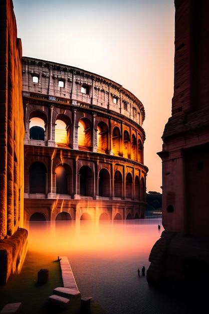 illustrazione lunga esposizione del Colosseo Roma Italia