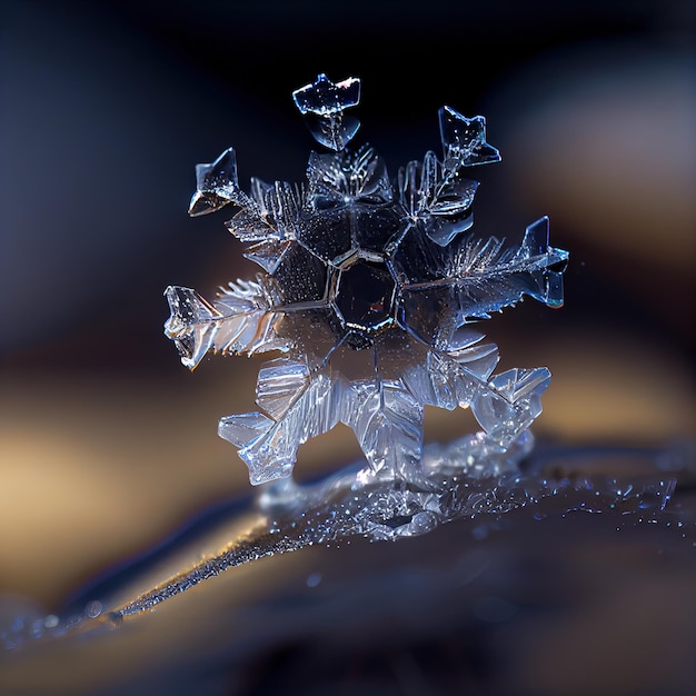 Illustrazione macro fiocco di neve singolo IA generativa