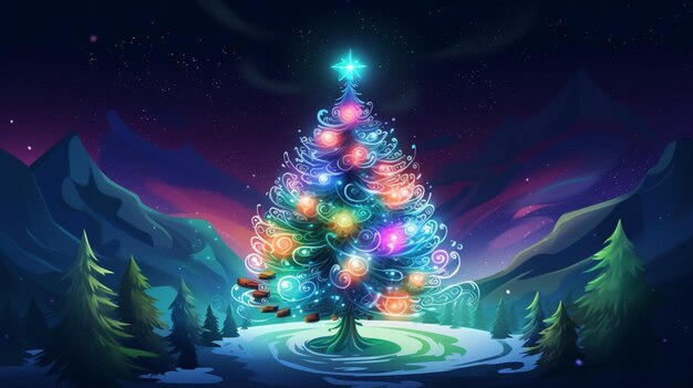 Illustrazione magica della priorità bassa dell'albero di Natale