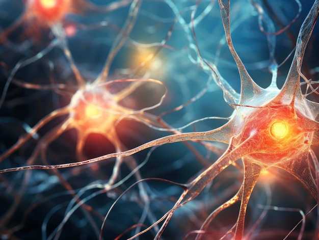Illustrazione medica dei neuroni cerebrali vista microscopica