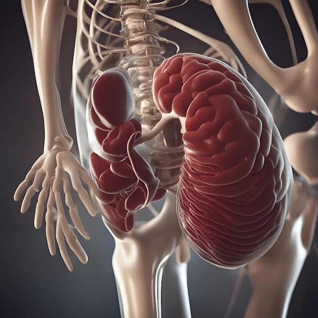 Illustrazione medicamente accurata in 3D dell'intestino tenue dell'anatomia maschile