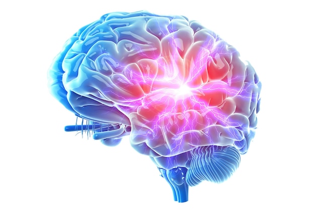 Illustrazione medicamente accurata in 3D di un cervello doloroso