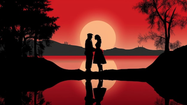 Illustrazione minima di una coppia innamorata per un romanzo d'amore