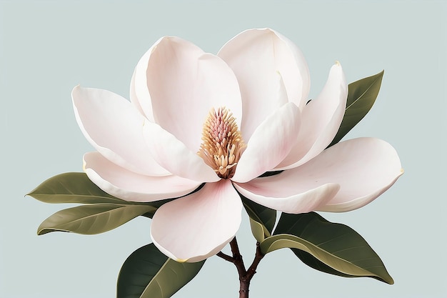 Illustrazione minimalista del fiore di magnolia con sfondo semplice AI generativa