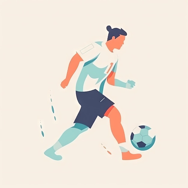 Illustrazione minimalista del fumetto del giocatore di calcio su priorità bassa bianca