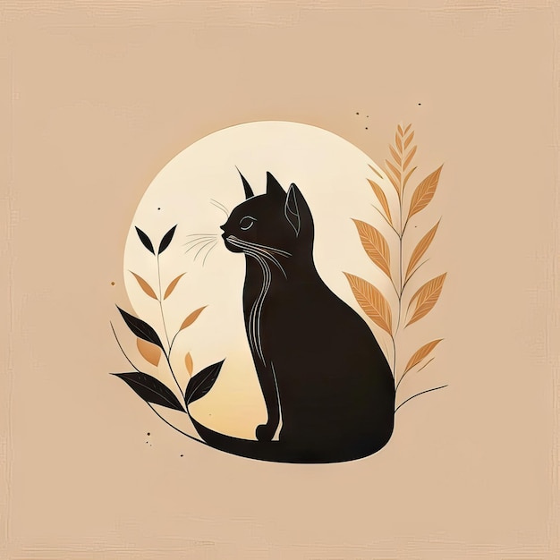 Illustrazione minimalista del gatto