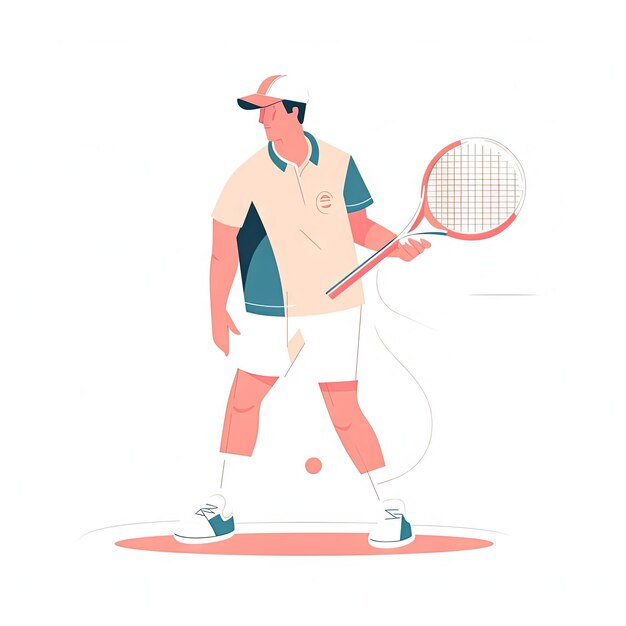 Illustrazione minimalista del giocatore di tennis su priorità bassa bianca