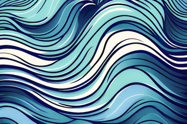 Illustrazione minimalista delle onde dell'oceano AI generativa