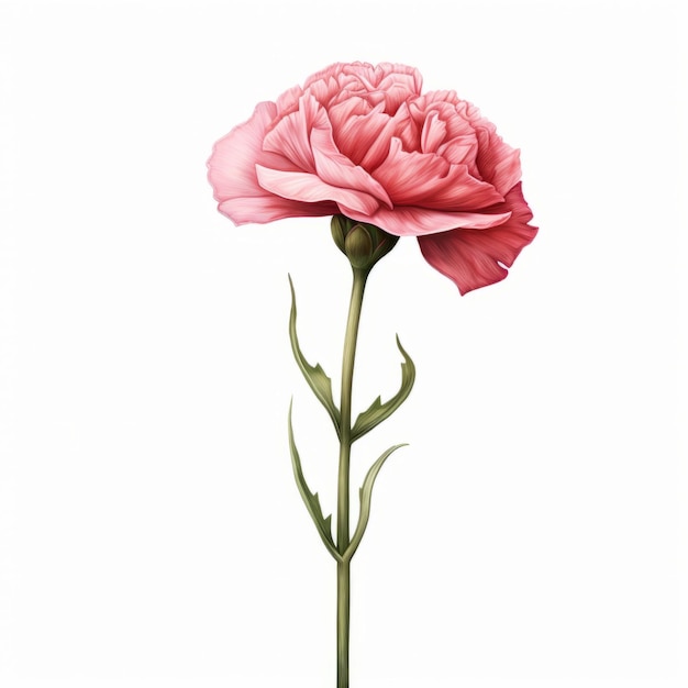 Illustrazione minimalista di fiori di garofano rosa su sfondo bianco