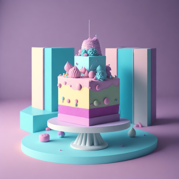 Illustrazione moderna della torta della torta 3d generata da AI