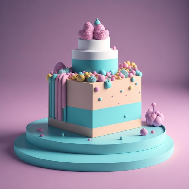 Illustrazione moderna della torta della torta 3d generata da AI