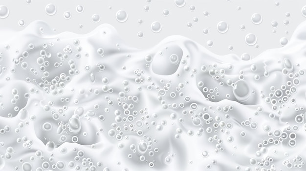 Illustrazione moderna isolata di schiuma con bolle d'aria nella schiuma da lavanderia di birra o bevande gassate e schiuma di gel detergente o shampoo