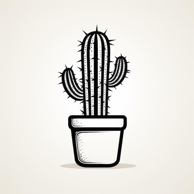 Illustrazione monocromatica di cactus su uno sfondo chiaro
