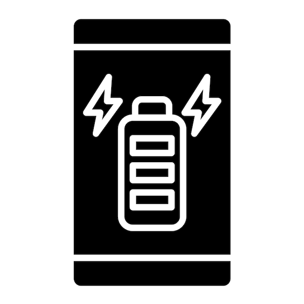 Illustrazione nera solida del glifo completo in carica della batteria