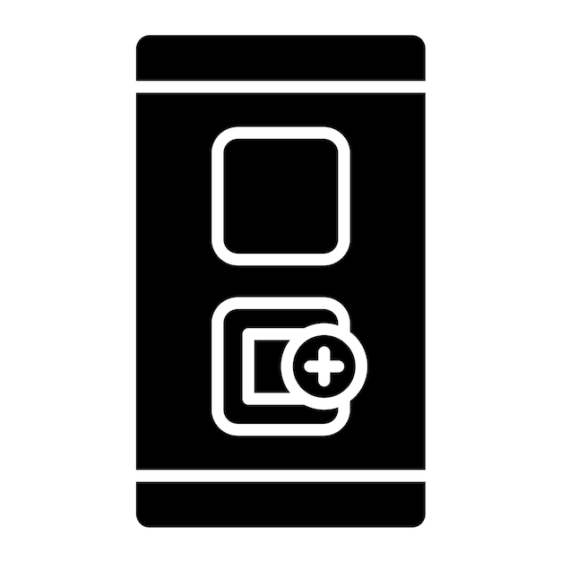 Illustrazione nera solida del glifo dei widget