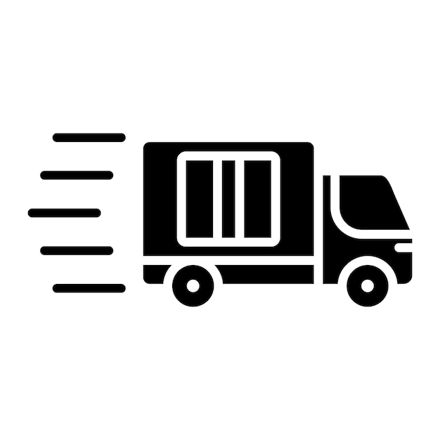 Illustrazione nera solida del glifo del camion di consegna