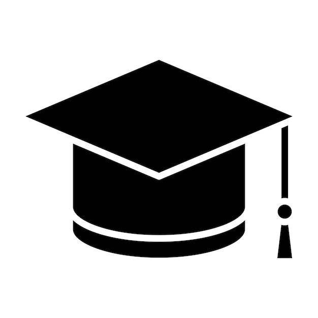 Illustrazione nera solida del glifo del cappello dell'avvocato