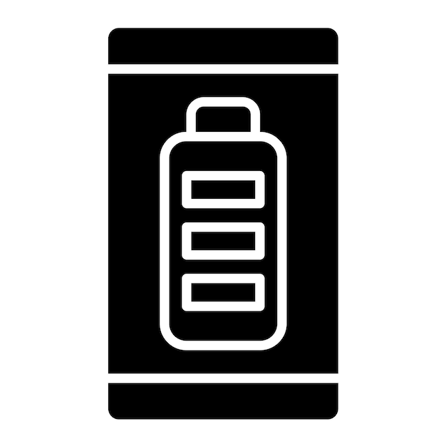 Illustrazione nera solida del glifo della batteria piena