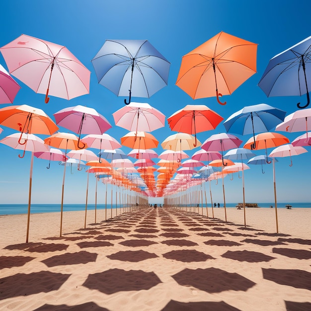 illustrazione ofcolorful ombrelloni in grassetto sky beach