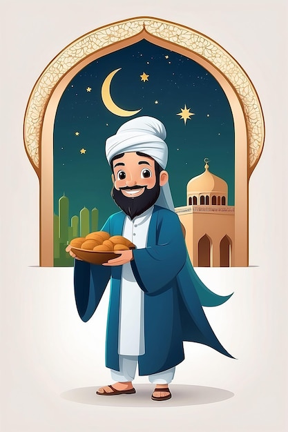 Illustrazione organica piatta di Eid al-Fitr e Eid Mubarak