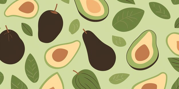 Illustrazione orizzontale del fondo del frutto di avocado organico fresco