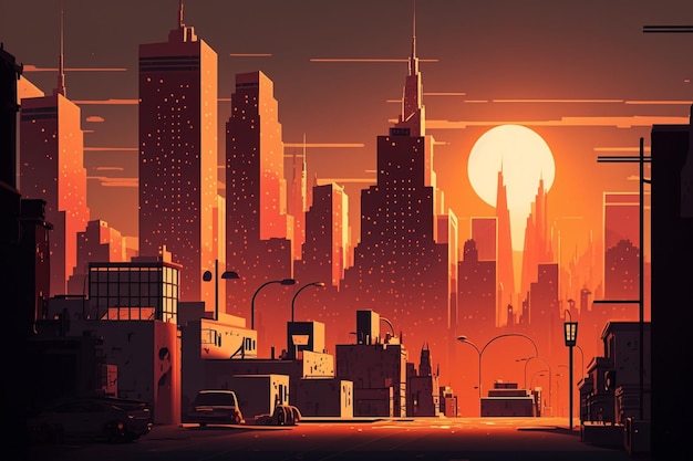 Illustrazione paesaggi urbani in stile cartone animato