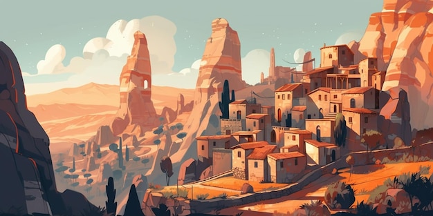 Illustrazione panoramica della CAPPADOCIA