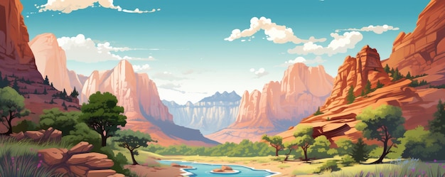 Illustrazione Parco nazionale del canyon di Zion nello Utah negli Stati Uniti