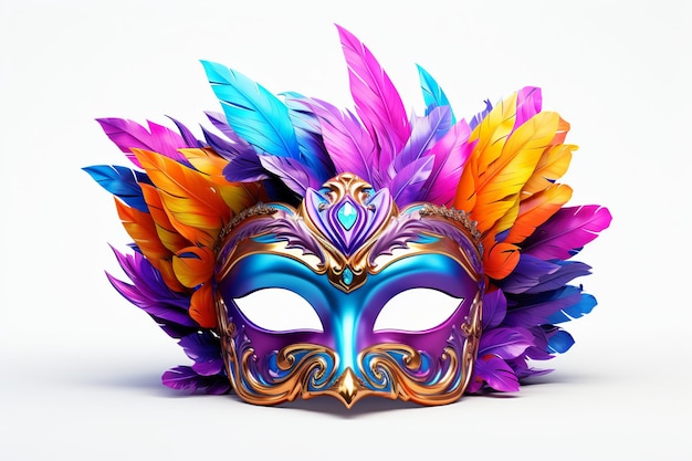 Illustrazione per Flamboyant Mardi Gras Maschere colori brillanti isolati