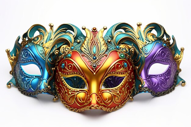 Illustrazione per Flamboyant Mardi Gras Maschere colori vivaci isolati