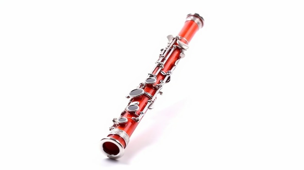 Illustrazione per flauto a blocchi rosso isolato su sfondo bianco Ai generativo