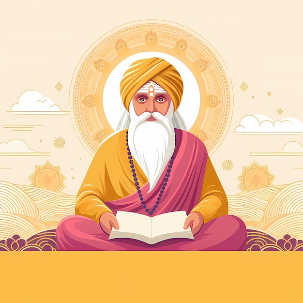 illustrazione per Guru Purnima in stile piatto