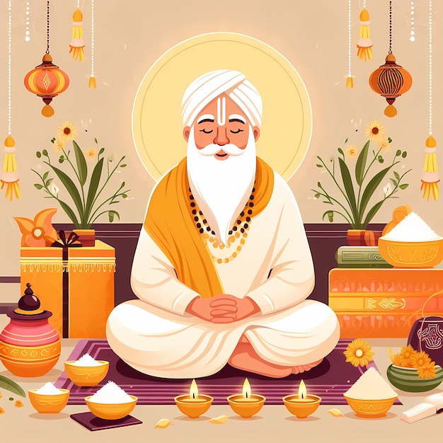 illustrazione per Guru Purnima in stile piatto