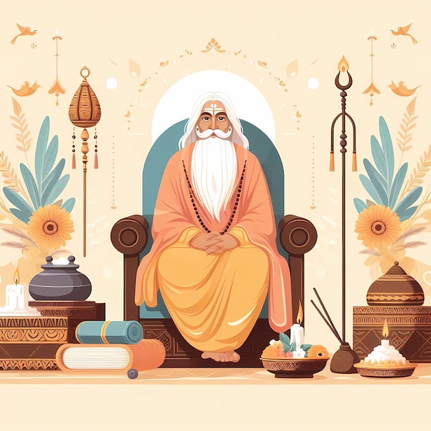 illustrazione per Guru Purnima in stile piatto