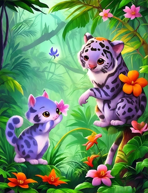 Illustrazione per il libro fantasy children039s Animali nella foresta