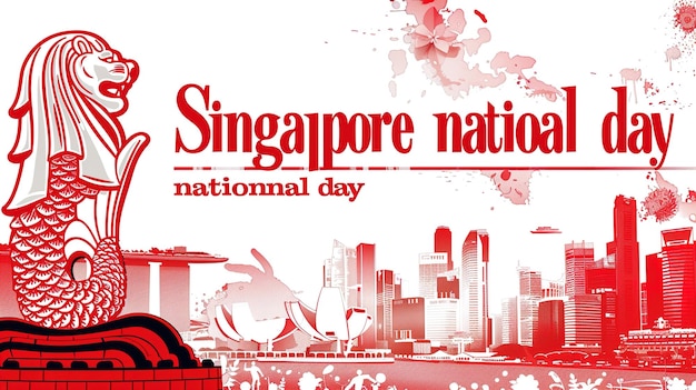 illustrazione per la giornata nazionale di Singapore 9 agosto