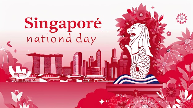 illustrazione per la giornata nazionale di Singapore 9 agosto