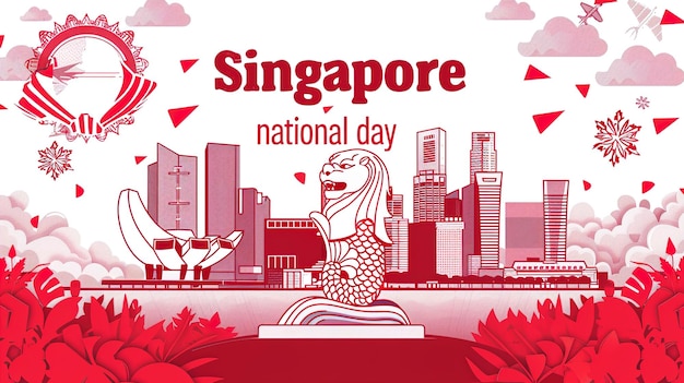 illustrazione per la giornata nazionale di Singapore 9 agosto