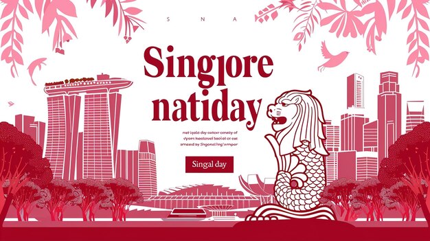 illustrazione per la giornata nazionale di Singapore 9 agosto